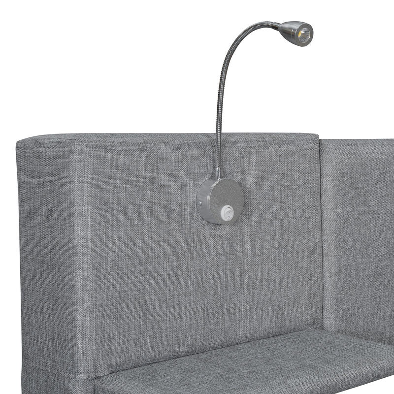 Merax Upholstered Platform Bed with Reading Lights