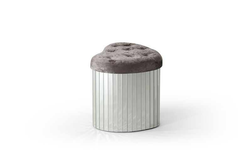 Decor Brownish Gray Heart Shape Velvet Upholstered Ottoman