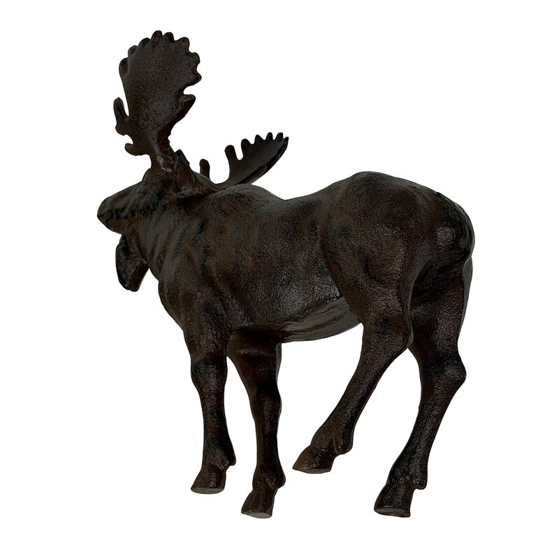 Cast Iron Moose Statue Brown Glossy Wildlife Sculpture 85 Inch Decor image number 4