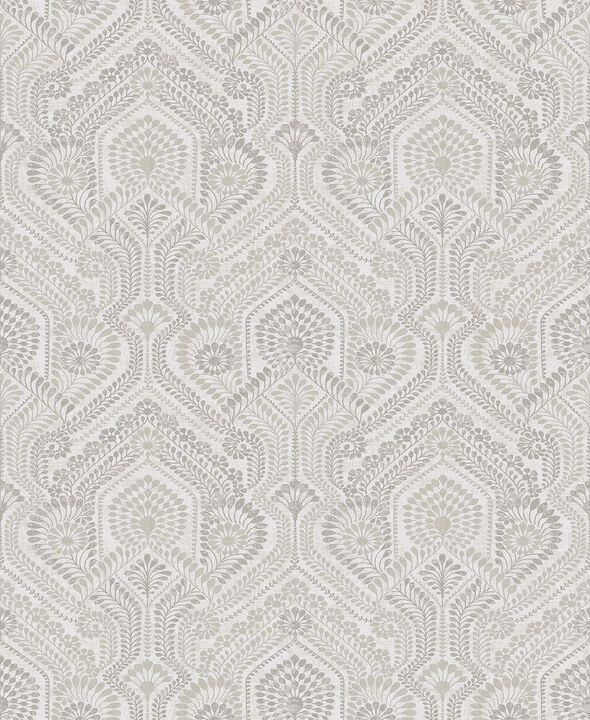 Fernback Grey Ornate Botanical Wallpaper