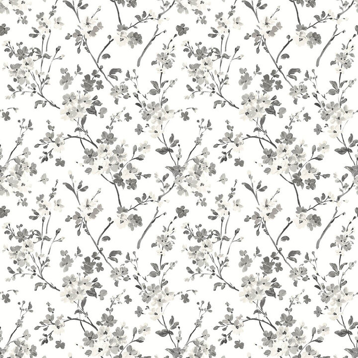 Glinda Black Floral Trail Wallpaper