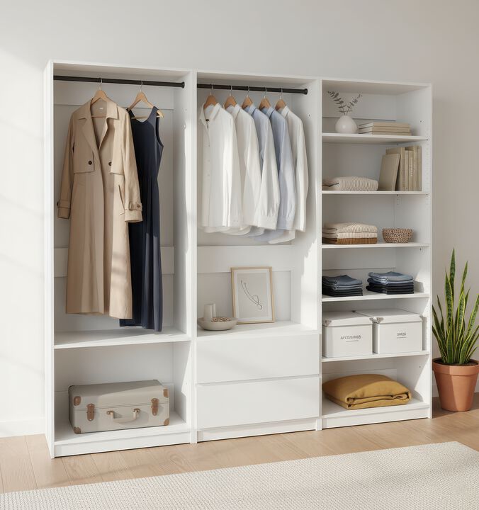Prosper White Freestanding Walk in Wood Closet System