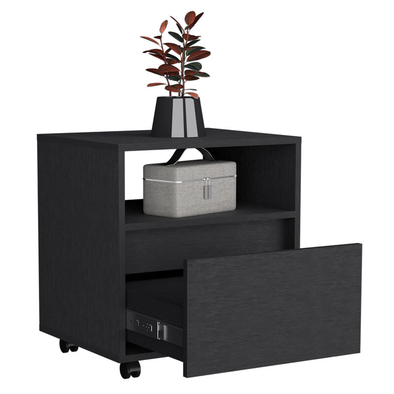 Streamdale Austin Nightstand, Casters, Single Drawer-Black image number 6