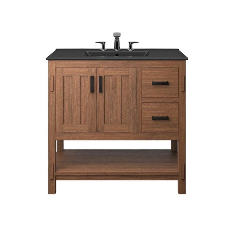 Modway EEI-6535-WAL-BLK Ashlyn 36&rdquo; Wood Bathroom Vanity, Walnut Black image number 3