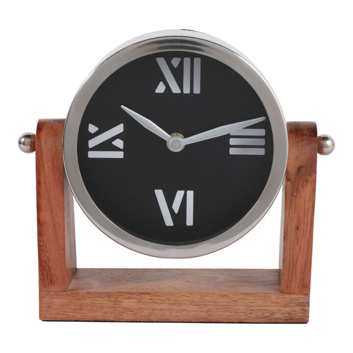 7x7" Clock On Wood Base