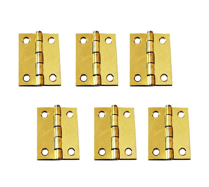 QCAA Narrow Butt Utility Hinge, Swaged, with Removable Loose Pin for Cabinet Door or Box Hinge, 2 x 1-1/2 x 1.4mm, Brass Pla