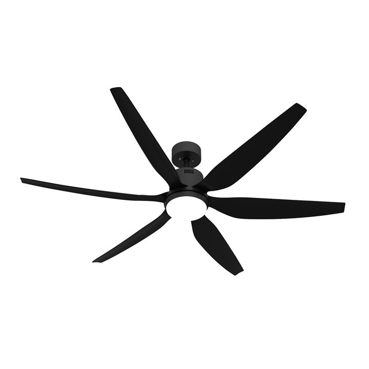 66 in. Indoor/Outdoor Integrated LED Black Ceiling Fan with Light Kit and Remote Control, 6 Blades, 1/4/8 hour timing