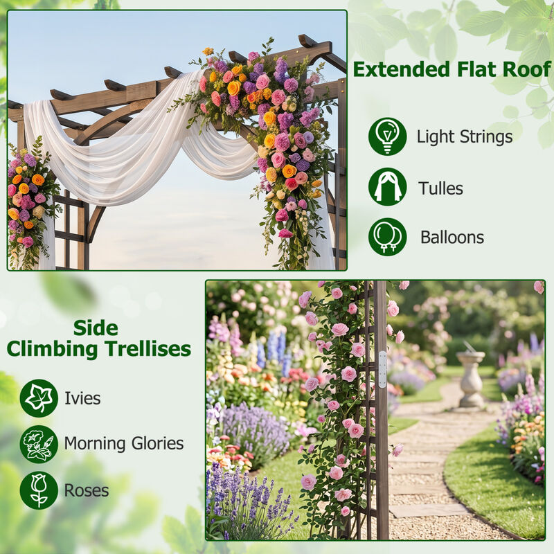 Outdoor Wooden Garden Arch 85 Inch for Wedding Decor and Climbing Plants image number 4