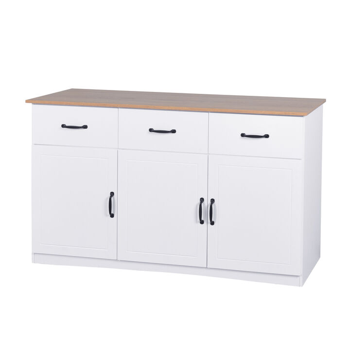 White Buffet Cabinet with Storage, Kitchen Sideboard with 3 Doors and 3 Drawers, Coffee Bar Cabinet, Storage Cabinet Console Table for Living Room