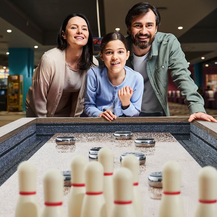 2 in 1 Shuffleboard Table 9 Ft with Pucks Bowling Set and Brush