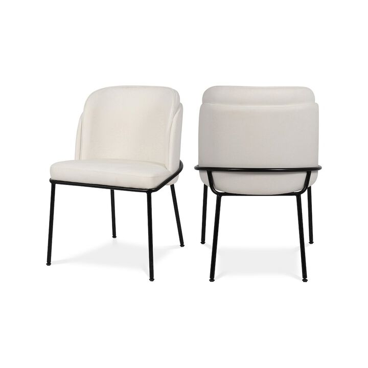 Meridian Furniture Jagger White Vegan Leather Dining Chair, Set of 2