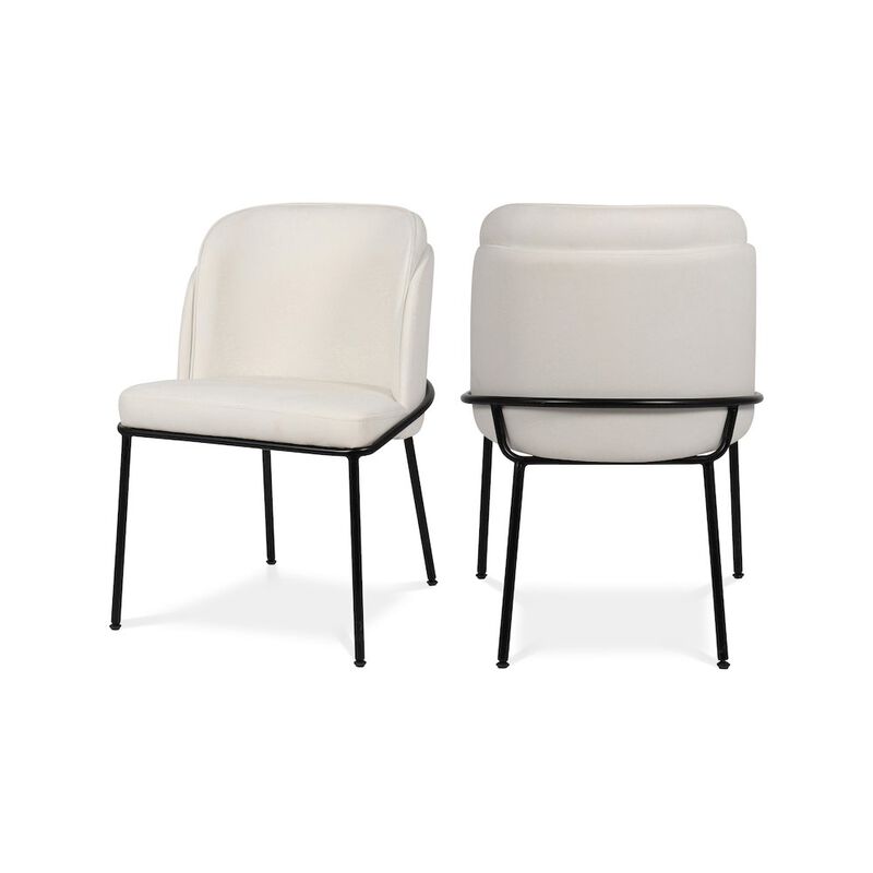 Meridian Furniture Jagger White Vegan Leather Dining Chair, Set of 2