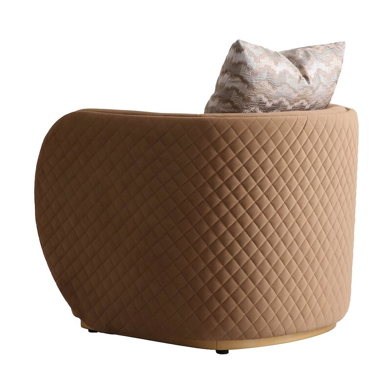Michael Amini Ariana Velvet Accent Chair - Caramel/Gold