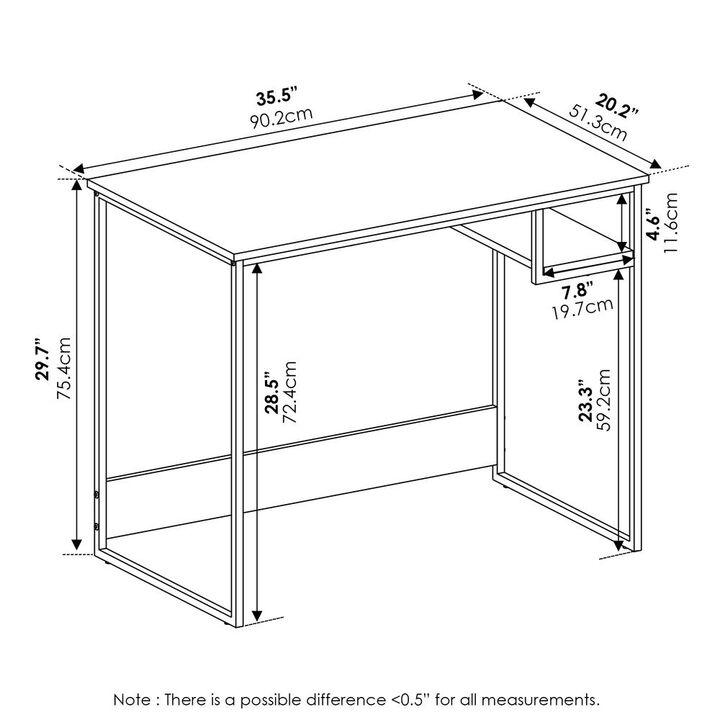 Furinno Moretti Modern Lifestyle Study Desk, 35, French Oak Grey