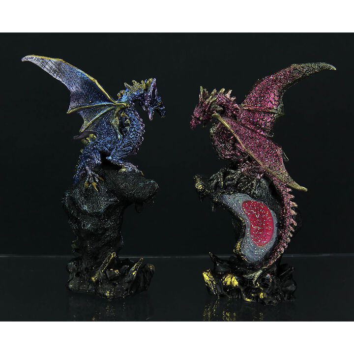 Dueling Dragons 4 Piece Dragon On Geode Figurine Set