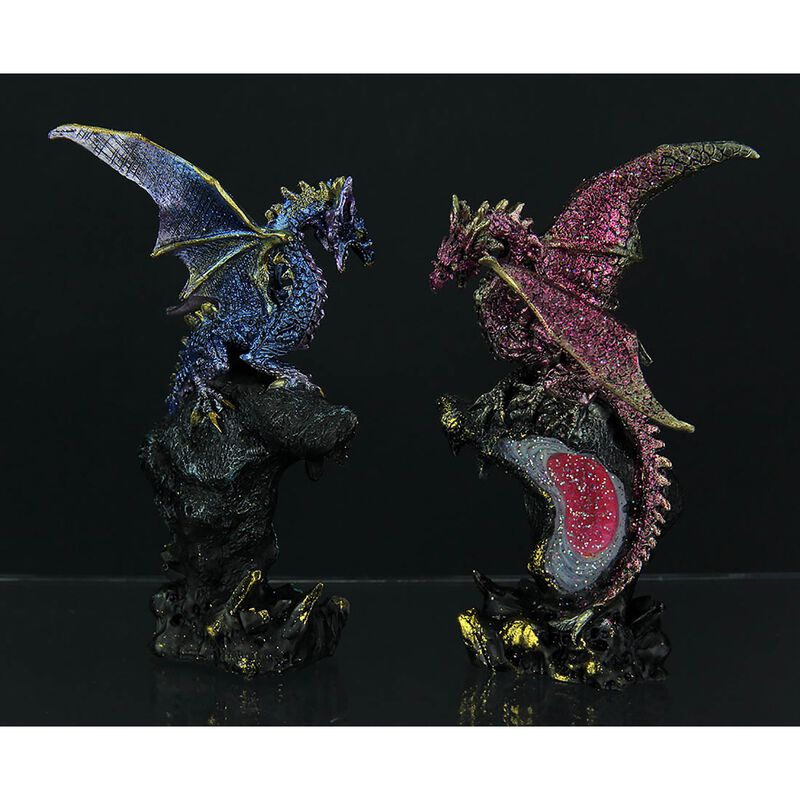 Dueling Dragons 4 Piece Dragon On Geode Figurine Set image number 1