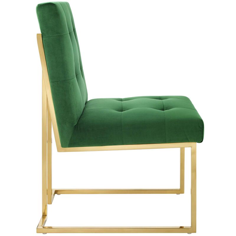 Privy Gold Stainless Steel Performance Velvet Dining Chair image number 1