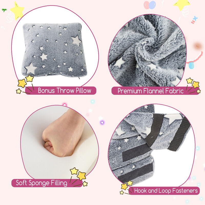 Kids Folding Sofa Bed Floor Mattress Glow in the Dark with Pillow-Multicolor