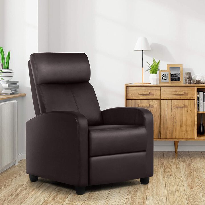 Faux Leather Push Back Recliner Chair High-Density Cushion for Ultimate Comfort