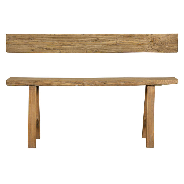 Vintage Reclaimed Accent Bench in Natural Wood