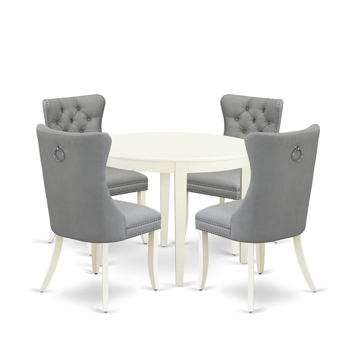 5 Piece Dining Room Furniture Set Contains a Round Dining Table