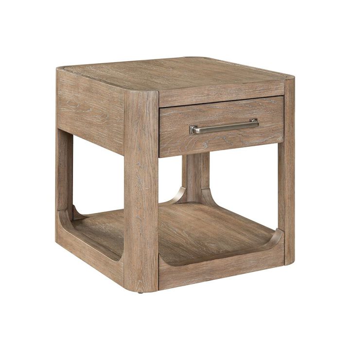 Liberty Furniture Living Room End Table Contemporary with Storage Drawer - Burnished Clay Oak Wood