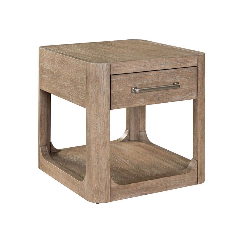 Liberty Furniture Living Room End Table Contemporary with Storage Drawer - Burnished Clay Oak Wood image number 0