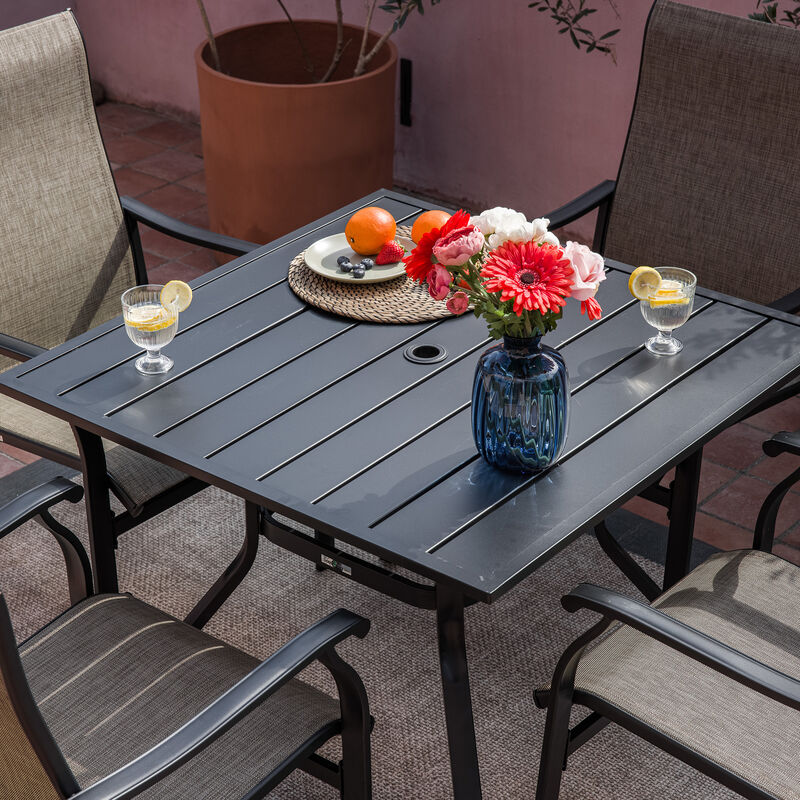 Sour Citrus Outdoor Patio Dining Table with Umbrella Hole