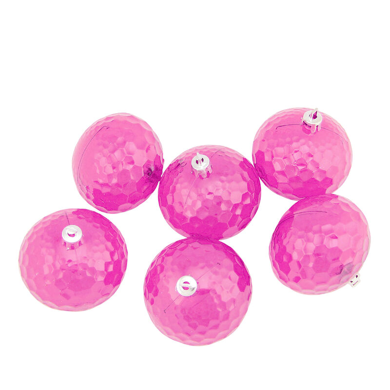 6ct Transparent Pink Shatterproof Disco Ball Christmas Ornaments 2.5" (60mm)