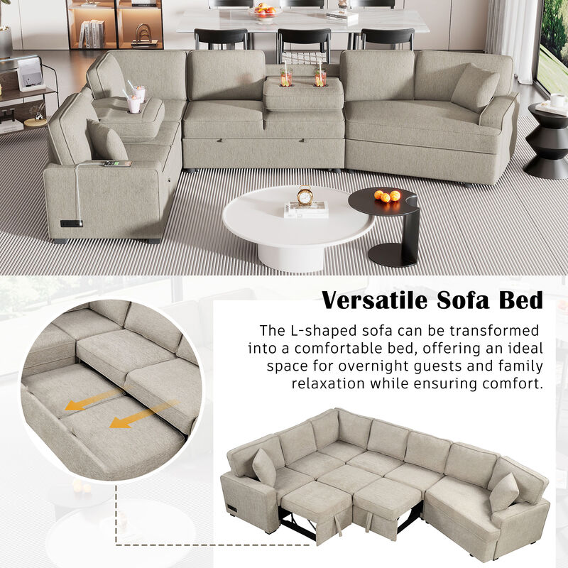 Merax L-shaped Sofa Chenille Sectional Sofa image number 2