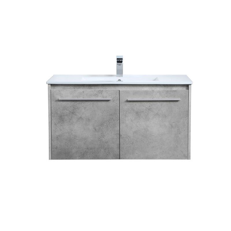 Elegant Kitchen and Bath 36 inch  Single Bathroom Floating Vanity in Concrete Grey