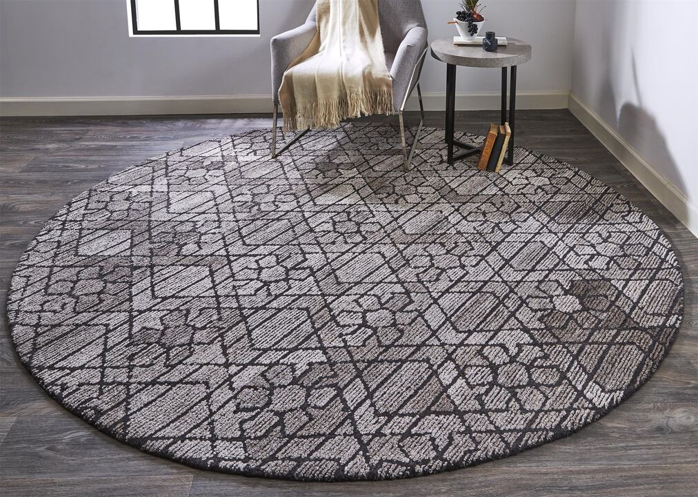 Asher 8766F Taupe/Black/Gray 10' x 10' Round Rug