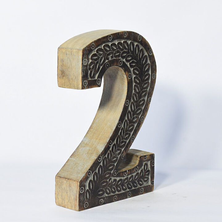 Vintage Gray Handmade Eco-Friendly "2" Numeric Number For Wall Mount & Table Top Décor