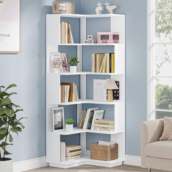 Tribesigns 6-Tier Corner Bookshelf, 64.96" Corner Bookcase