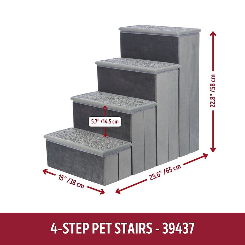 TRIXIE 4-Step Foldable Velour Pet Stairs with Storage, Gray image number 3