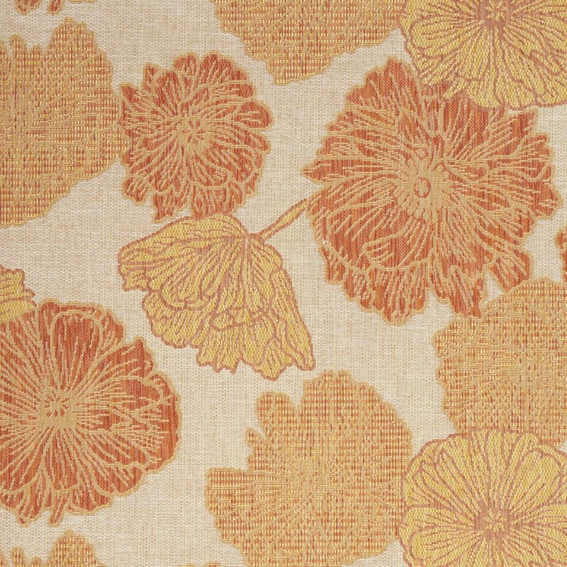 HomeRoots 6' X 9' Orange And Ivory Floral Indoor Outdoor Area Rug image number 5