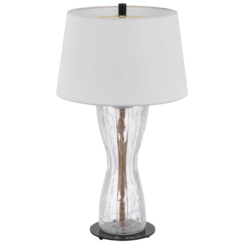 Table Lamp with LED Light, White Shade, 31 Inch Hourglass Glass Base image number 4