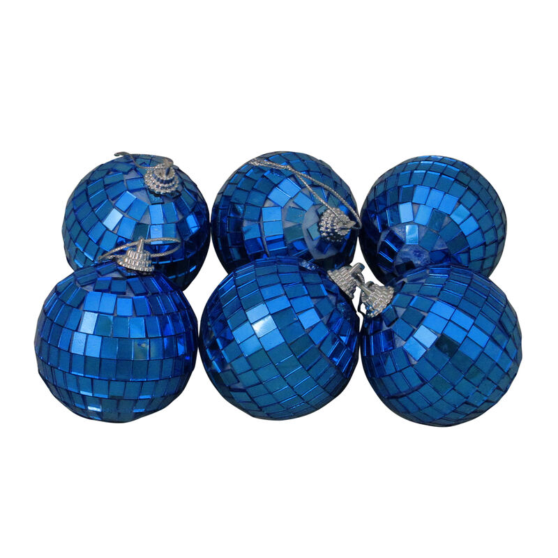 6ct Lavish Blue Mirrored Disco Ball Christmas Ornaments 2" (50mm)