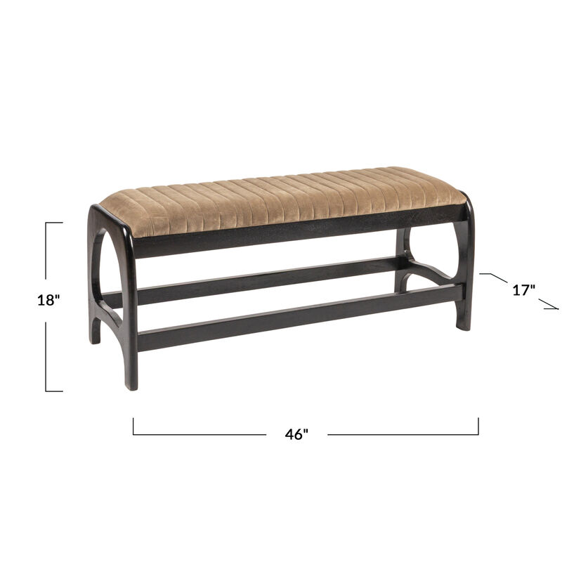 Mango Wood Arch Bench with Boucle Seat image number 2