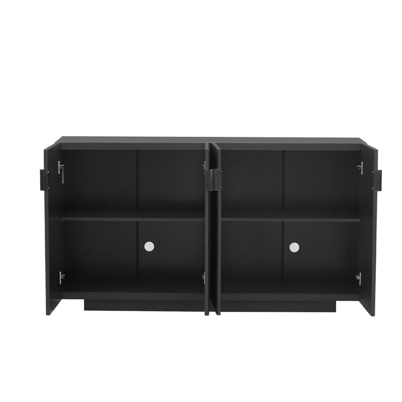 Merax 4 Wavy Doors Sideboard with Adjustable Shelves