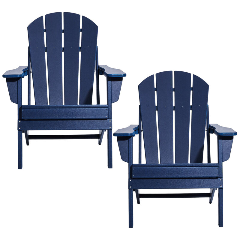 Set of 2 Outdoor Adirondack Chairs &ndash; Foldable & Durable Plastic Seating for Fire Pit, Yard, or Porch