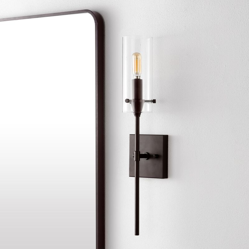 Cato Bohemian Farmhouse Iron/Glass LED Vanity