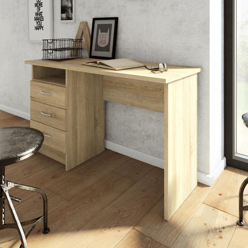 Tvilum Whitman Desk with 3 Drawers, Oak Structure