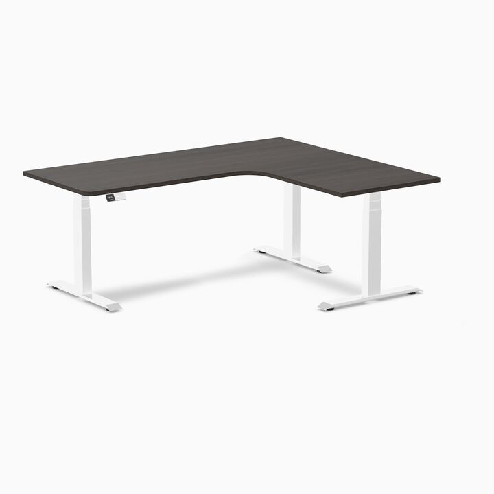 Desky L-Shape Curved Laminate Sit Stand Desk