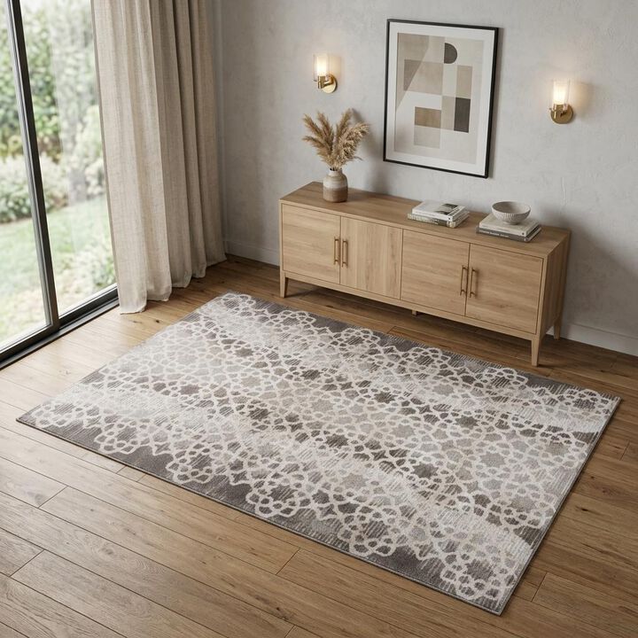 HomeRoots Abstract Distressed Area Rug