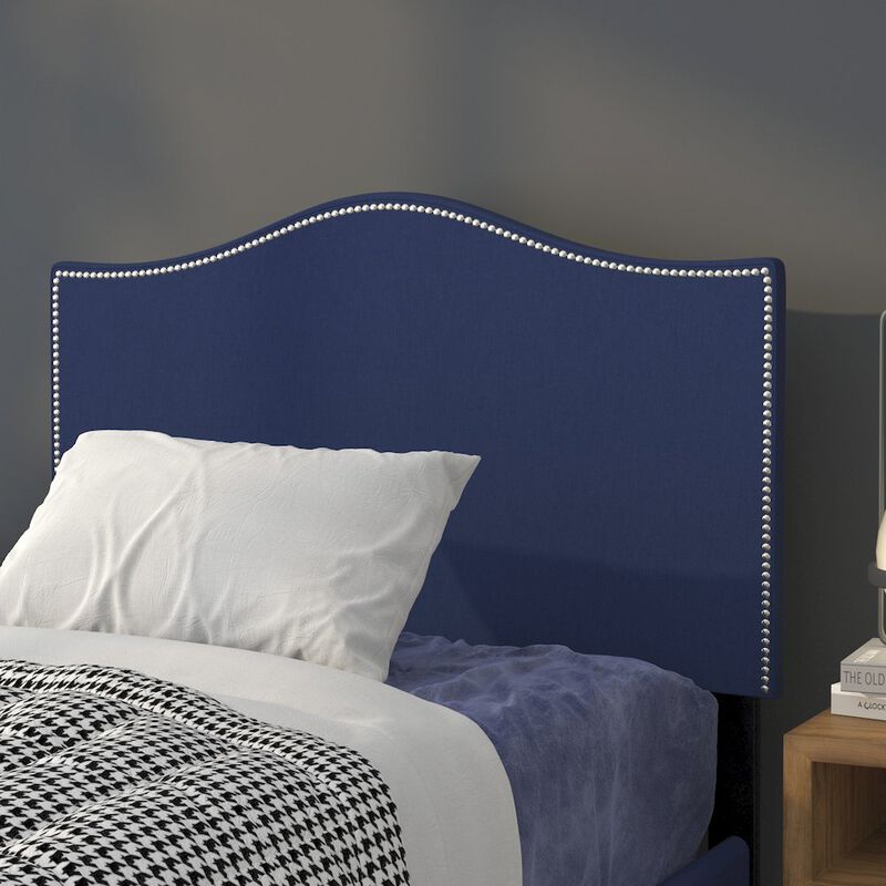 Flash Furniture Upholstered Twin Size Headboard with Accent Nail Trim in Navy Fabric image number 6
