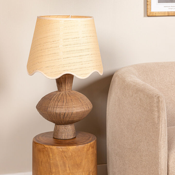 Resin Lamp with Scalloped Edge Shade