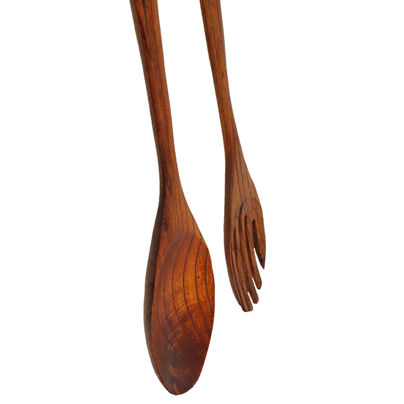 Set of 2 Modern Minimalist Wooden Fork & Spoon Sculpture Wall Hanging Home Decor image number 2
