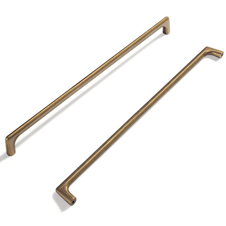 Goo-Ki Antique Brass Cabinet Pulls,Sturdy Zinc Alloy Cabinet Handles for Drawer,Cupboard, Wardrobe-10 inch(256mm) Hole Center,2