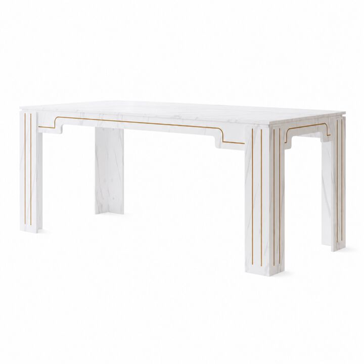 Whisen Dining Table with Groove Legs, MDF Space-Saving for Kitchen Living Room